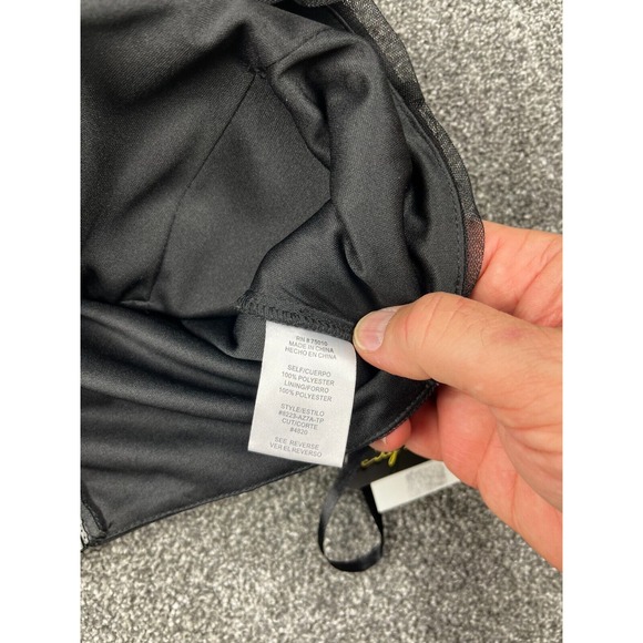 City Triangle Top‎ Womens 5 Mesh Embroidered Sleeveless Crop Top Black &Gold NWT - Picture 9 of 11